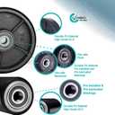 Pallet Jack/Truck FULL SET BLACK with Back Axle, Steering Wheels 7"x 2" Pair, Front Load Roller 3" x 3.75" Pair with Bearings ID 20mm Poly Tread Black With Entry Exit Roller and Protective Caps