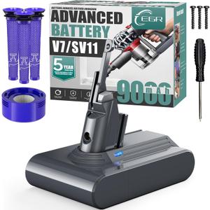 EGR Advanced 9000mAh V7 Animal Battery Replacement Compatible with Dyson SV11 V7 Motorhead/Animal/Trigger/HEPA/Car+Boat/Absolute Handheld Vacuum Cleaners (Not Fit V6, V8, V10)