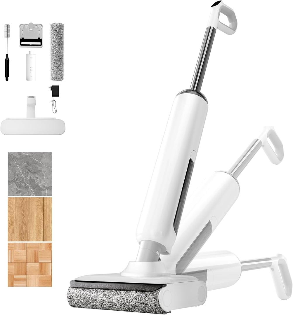 Wet Dry Vacuum Mop - Self-Cleaning Floor Washer with 180Lie-Flat & 0 Hair Tangle, Self-Propelled Edge Cleaning, 60Min Runtime, Designed for Pet Hair, Kids' Spills & Daily Household Cleaning
