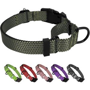 Martingale Dog Collars Adjustable Training Martingale Collar for Dogs - Reflective No Pull Dog Collar with Quick Release Buckle (Army Green, Large) (Medium)