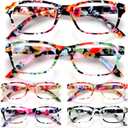 6 Pack Reading Glasses for Women Men Blue Light Blocking Spring Hinge Computer Readers, Anti Eyestrain/Glare 2.25 x