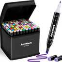 AnyMark Alcohol Markers, 100 Colors Dual Tip Art Coloring Markers Set for Adult Book Drawing Sketching Painting, Chisel & Fine, Black Penholder