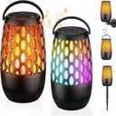 Outdoor Speakers, Portable Wireless Speaker with Flame Lights, Multi-Sync up to 100 Speakers Auto-Pairing HD Stereo Sound Waterproof, Hook for Patio Yard Porch, Gifts for Men Women