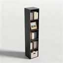5 Cube Storage Organizer, Narrow Open Shelf Bookcase, Freestanding Low Display Bookshelf with Eco-Friendly Melamine Surface for Home Office, Bedroom, Living Room, Study, Black