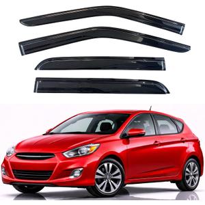 KPY Rain Guards Fit for 2012-2017 Hyundai Accent Hatchback, Out-Channel Window Visors Vent Wind Deflectors 4PC, Car Accessories for 12-17 Accent Hatchback (Excludes Sedan)