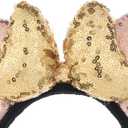 A Miaow 3D Black Mouse Sequin Ears Headband MM Glitter Butterfly Hair Clasp Park Supply Adults Women Girls Photo Accessory (Champagne and Golden) (Gold)