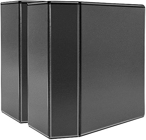 Amazon Basics 5 inch Heavy Duty D-Ring 3 Ring Binder, Customizable View Cover, Extra Durable, Black, 6-Pack