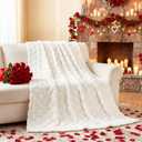 Moukeren Valentines Heart Throw Blanket 5060 - 3D Jacquard Heart Throw Blankets, Soft Cozy Romantic Valentines Gifts for Bed Couch Sofa Home Decor