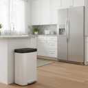 Garvee 21 gal / 80 L Metal Trash Can with Lid, Large Garbage Can for Kitchen, Rustproof Step-on Kitchen Metal Trash Bin with Liner Rim, Rear Handle, Soft Close Plastic Lid, Matte White