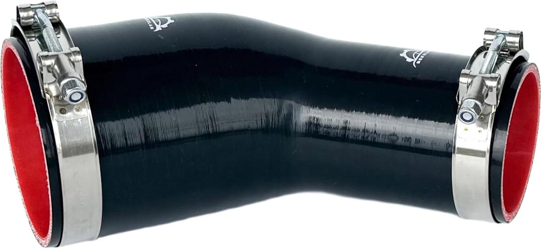 45 Degree 3" to 4"(76-102mm) Elbow Coupler Silicone Hose With Stainless Steel T-Bolt Clamp - High-Temp 4-Ply Reinforced Design for Automotive Turbo/Intercooler/Intake Piping/Industrial Hydraulic