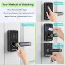 Keyless Entry Door Lock with Handle, Door Locks for Bedroom, Auto Lock, Fingerprint Door Knob with Key, Passcode, Digital Smart Code & Front Handle Sets-Black