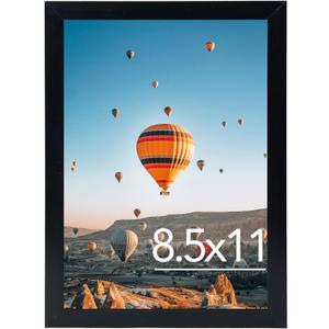 JCJMY 8.5x11 inch Picture Frame Black for Certificate Poster and Photo, Horizontal and Vertical Formats for Wall Hanging or Tabletop, 8.5x11 Frame with Shatter Resistant Plexiglass, Black