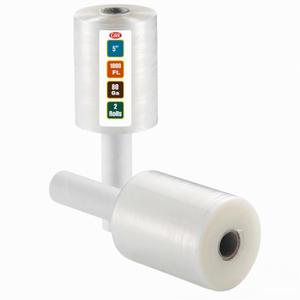 2 Pack Industrial Strength Mini Hand Stretch Wrap 5" 1000 Ft Roll 80 Gauge Thick, Shrink Wrap Roll for Moving Supplies, Furniture, Pallets, Plastic Wrap for Packing, Heavy Duty Stretch Film