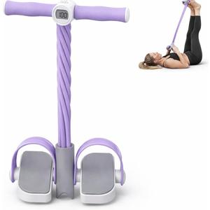 Smart Foot Pedal Puller with Digital Counter, 6 Resistance Bands for Full Body Workout, Yoga, and Home Fitness