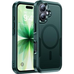 Magnetic for iPhone 17 Case Military-Grade Shockproof, Rugged Phone Case, Heavy Duty Protection Cover [Compatible with MagSafe] Anti-Fingerprint Anti-Scratch for iPhone17 6.3", Green