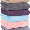 MOONQUEEN 6 Pack Premium Hand Towels - Quick Drying - Microfiber Coral Velvet Highly Absorbent Towels - Multipurpose Use as Hotel, Bathroom, Shower, Spa, Hand Towel 16 x 28 inches (Multicolor)