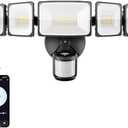 Onforu 55W Smart LED Security Lights Motion Sensor Outdoor 5 Heads, 340° Illumination WiFi Alexa Flood Light 5500LM APP Control, 2500K-6500K Exterior Motion Detector, IP65 Wall Light for Yard, Balck