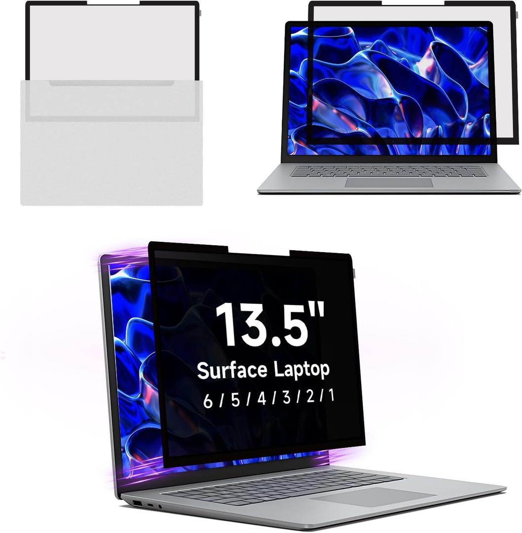 Laptop Privacy Screen Surface Laptop 5/4/3/2/1-13.5 Inch, Removable Computer Screen Anti-Spy Anti Glare Filter Shield for Microsoft Surface Laptop 13.5in, Black