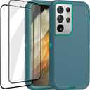 AICase for Galaxy S21 Ultra Case with Screen Protector, Heavy Duty Drop Protection Full Body Rugged Shockproof/Dustproof 3-Layer Military Grade Tough Durable Phone Cover for Samsung Galaxy S21 Ultra (Blue/turquoise)
