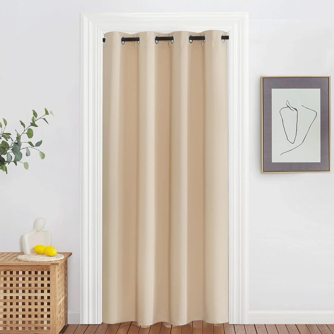 NICETOWN Doorway Curtain & Drape 78 inches Long - Grommet Thermal Insulated Privacy Blackout Window Treatment Soundproof for Bedroom/Living Room (Biscotti Beige, 1 Panel, W52 x L78)