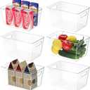 BALEINE Clear Plastic Storage Bins, Pantry Organization, BPA Free Stackable Refrigerator Organizers and Storage with Handles for Kitchen Fridge Cabinet Bathroom (6PK, 9.5x5.5x4.5) (S(9.5x5.5x4.5))