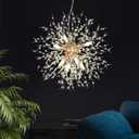CM MZY Modern Crystal Chandeliers Firework, 8-Light Gold Dandelion Sputnik Ceiling Light Fixtures, Sputnik Chandelier for Bedroom Living Room Dining Room Kitchen Island Hallway