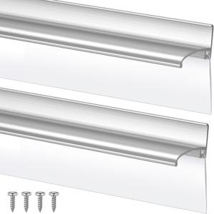 Hicarer 2 Pcs 25" Chrome Framed Shower Door Replacement Drip Rail with Vinyl Sweep, Shower Door Water Deflector with Shower Door Bottom Seal, Applied Mounting Tape and Screws
