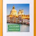 wyooxoo 11x14 Picture Frame Made of Solid Wood Orange Photo Frames Display Pictures 8x10 with Mat or 11x14 Without Mat Colorful Frame For Tabletop Display or Wall