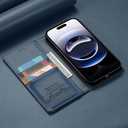 Wallet Case for iPhone 17 Pro Max 6.9", Faux Leather Phone Case with 3 Card Slots, Magnetic Wallet Compartment, RFID Blocking, Kickstand, Shockproof Protective Cover for Men Women - Blue