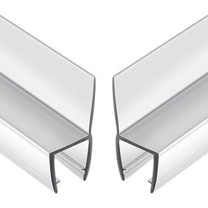 2-Pack Butecare Frameless Shower Door Side Seal Strip for 3/8" Glass Doors, Vertical Polycarbonate H-Jamb 180 Degree 78" Long