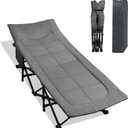Northroad Camping Cot for Adults with Cushion and Pillow, Portable Folding Bed for Sleeping, Lightweight Tent cot with Carry Bag Supports 450 lbs (Grey), Large