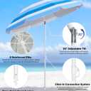 paramondo Beach Umbrella with Sand Anchor, Ultimate Adjustable Shade with Tilt & 360 Rotation, Portable 6FT Round Umbrella with Carry Bag, Windproof for Pool Patio Beach,Sea Rhythm, 6FT 