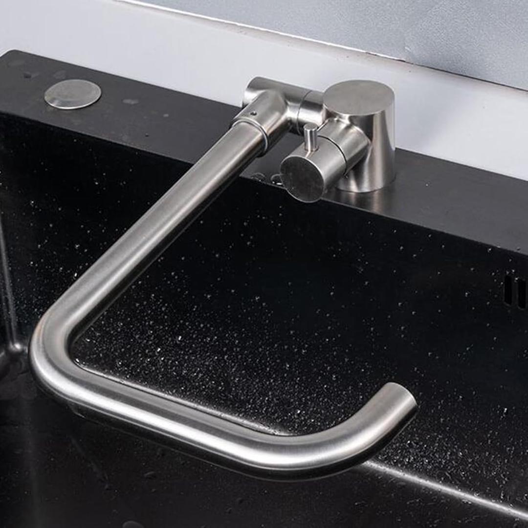 Kitchen Faucets Folding Inside Window Stainless Steel Hot and Cold Water Single Handle Single Hole Kitchen Sink Mixer Faucet Folding-Brushed