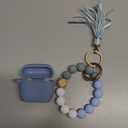 Compatible with AirPods 3 Case Cover Soft Silicone Skin Case for AirPods 3rd Generation with Bracelet Keychain for Women (Light Blue)