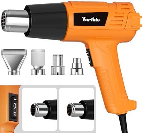 Tarlido Heat Gun 1500W 572°F-932°F(300°C-500°C) Fast Heating Heavy Duty Hot Air Gun Kit Variable Temperature Control Overheat Protection with 4 Nozzles for Crafts, Shrinking Pvc, StrippingPaint ﻿