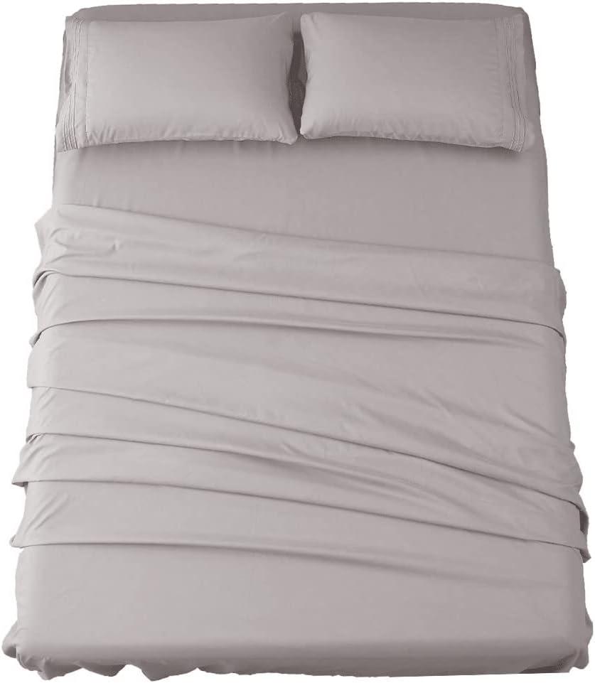 SONORO KATE Bed Sheet Set Super Soft Microfiber 1800 Thread Count Luxury Egyptian Sheets 16-Inch Deep PocketWrinkle and Hypoallergenic-4 Piece (Grey, King)