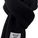 PESAAT Kids Winter Infinity Scarf Knit Toddler Boy Girls Scarves Cotton Outdoor Neck Warmer for Children 3-15 Years (Black)