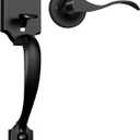 Front Door Handle No Lock, Matte Black Entry Door Lock Set with Reversible Handle, Exterior Door Lock Set Compatible with Keypad Deadbolt/Compatible with Mechanical Deadbolt