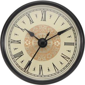 PATIKIL 2.8" 70mm Quartz Clock Insert, Round Quartz Movement Miniature Clock Mini Roman Numeral Clock Fit 61mm/2.4"" Diameter Hole for Replacement Home, Black/Gold Tone, Style 6