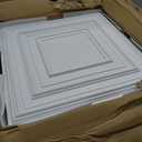 Landical 50 Pcs 2 x 2 ft White PVC Plastic Drop Ceiling Tiles 24 x 24 x 0.8 Inch Ceiling Panels Decorative Cover 200 Sq. ft for Office Bathroom Living Room Bedroom