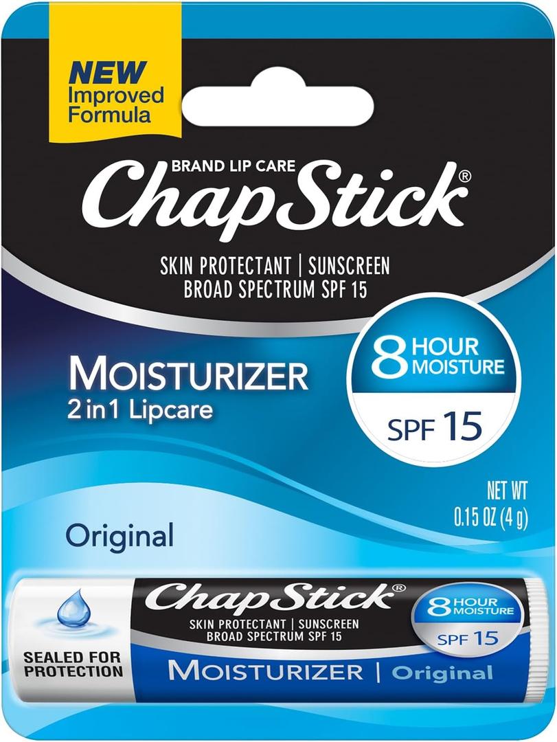 ChapStick Moisturizer Original Lip Balm Tube, SPF 15 and Skin Protectant - 0.15 Oz