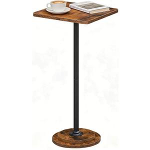 HOOBRO Drink Table, Small Square Side Table, Coffee Martini Table with Pedestal, Accent Nightstand for Small Spaces in Living Room, Bedroom, Sofa Couch, Corner, Rustic Brown BF171BZ01