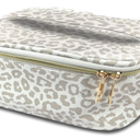 Makeup Bag,Travel Makeup Bag,Makeup Bags for Women,Makeup Brush Bag,Large Capacity PU Cosmetic Bag,Waterproof and Durable-Grey White Leopard Cheetah Pattern, Gray White-B-4