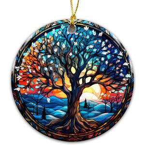 9 x Irish Ornament 2025, The Celtic Tree of Life Ornament  Balance, and Renewal  Artistic Round Hanging Keepsake for Spiritual Dcor, Holiday Tree, and Year-Round Blessings