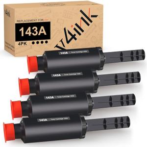 v4ink 143A W1143AD Toner Cartridge Reload Kit Compatible Replacement for HP 143A W1143A 143AD W1143AD for use with HP Neverstop Laser 1001nw MFP 1202w 1202nw 1201n 1200nw Printer ( Black, 4-Pack)