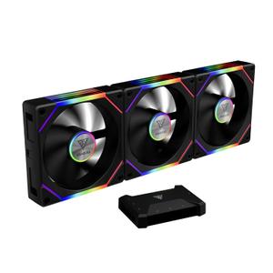 GAMDIAS 3 Pack 120mm Case Fan & 3 Reverse Blades & 1 USB Hub, ARGB PWM PC Fans with RGB Motherboards Sync, Daisy Chain via Cable Management, 30mm Thickness Case Fans with 75CFM Airflow with 2400RPM