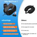 Airplane Pillow, Travel Neck Pillow with Memory Foam - Adjustable Buckle & Machine Washable Cover for Flights, Car, Office - Includes Eye Mask & Ear Plugs(Black) (Black and Gray)