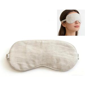 100% Pure Linen Sleep Mask Blackout Eye Mask for Sleeping, Eye Cover with Adjustable Strap - Organic Cotton Core Linen Eyes Mask Breathable for Travel - Gift for Women Men (raw Hemp Color)