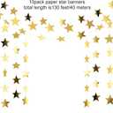 Patelai Glitter Star Garland Banner 2026 Graduation Decor 130 Feet Star Hanging Banner Twinkle Backdrop for Party Birthday Classroom Wedding Supplies(Gold)