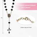 Car Rosary for Rearview Mirror, Personalized Catholic Rosary Auto Interior Blessing Pendant, Virgin Mary & Crucifix Car Charm Mirror Hanging Ornament for Women Men (Black)